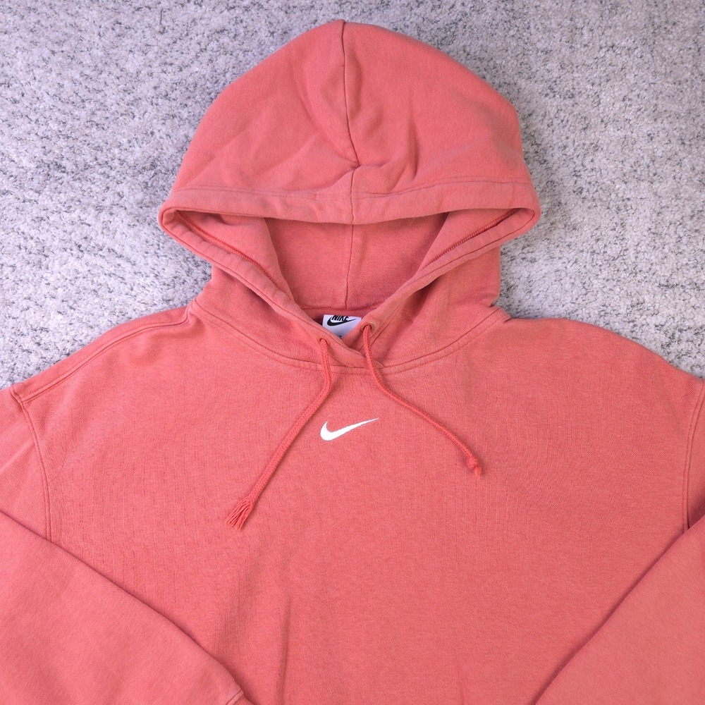 Nike Center Swoosh Hoodie Womens Medium Sweatshirt Pullover Oversized Orange